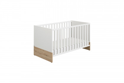 Remo von Paidi - Babybett 70x140 cm kreideweiß & Bordeaux-Eiche