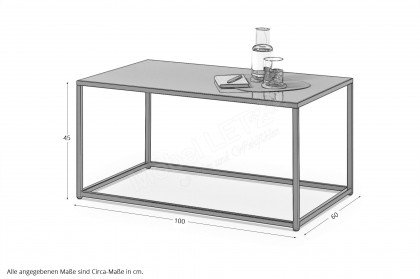 Reno-living von set one by Musterring - Couchtisch Glas kaschmir/ Metall graphit-schwarz