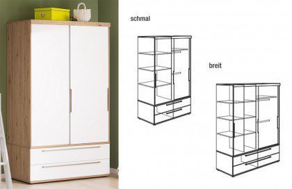Fionn von Paidi - Schiebetürenschrank 2T2S kreideweiß - Eiche bordeaux