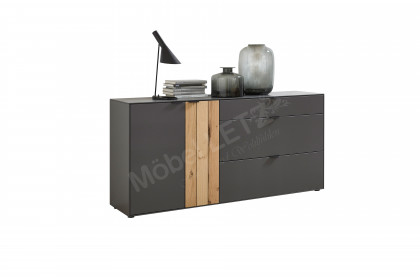 WM 2380 von Wöstmann - Sideboard Lack graphitgrau mit Balkeneiche