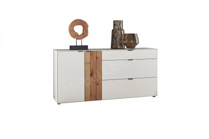 WM 2380 von Wöstmann - Sideboard Lack weiß mit Balkeneiche