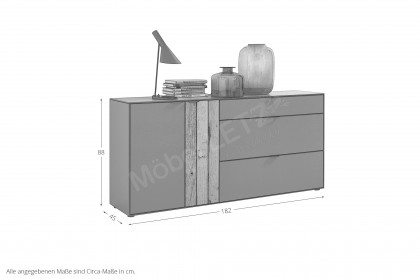 WM 2380 von Wöstmann - Sideboard Lack weiß mit Balkeneiche