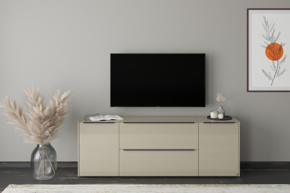Reno-living von set one by Musterring - Lowboard LB-211 kaschmir/ Griff graphit-schwarz