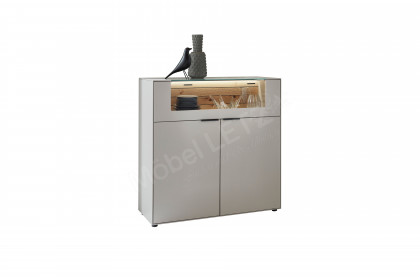 WM 2380 von Wöstmann - Highboard in samtgrauem Lack mit Glasklappe