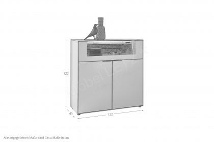 WM 2380 von Wöstmann - Highboard in samtgrauem Lack mit Glasklappe