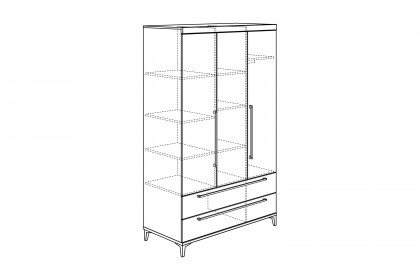 Remo von Paidi - Kombischrank 3T2S Eiche-Bordeaux - kreideweiß