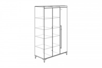 Remo von Paidi - Drehtürenschrank 3T Eiche-Bordeaux - kreideweiß