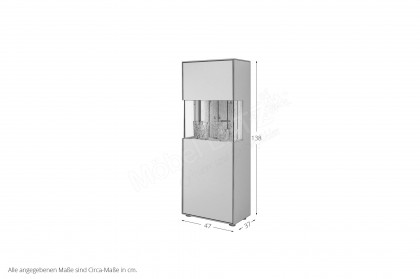 WM 2380 von Wöstmann - Highboard eintürig, in Lack samtgrau mit Eichenakzent