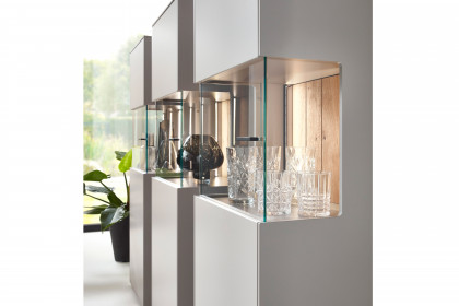 WM 2380 von Wöstmann - Highboard 3er-Set in samtgrauem Lack mit Balkeneiche