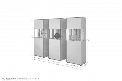 WM 2380 von Wöstmann - Highboard 3er-Set in samtgrauem Lack mit Balkeneiche