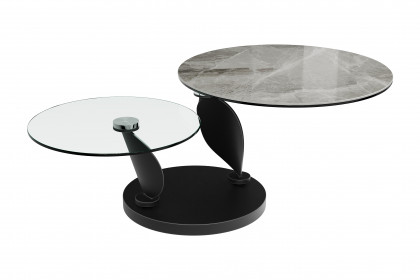 Rosalia von Akante - Couchtisch Keramik Marmoroptik Emperador/ Glas klar