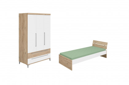 Remo von Paidi - Kinderzimmer-Set Eiche-Bordeaux - kreideweiß