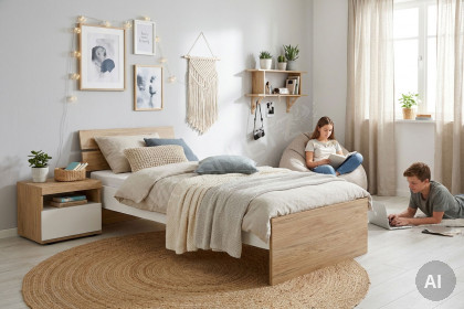 Remo von Paidi - Kinderzimmer-Set Eiche-Bordeaux - kreideweiß