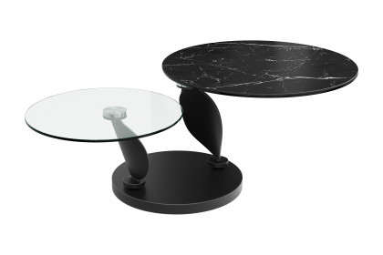 Rosalia von Akante - Couchtisch Keramik Marmoroptik Marquina & Glas klar
