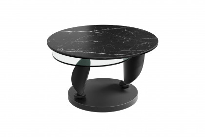 Rosalia von Akante - Couchtisch Keramik Marmoroptik Marquina & Glas klar
