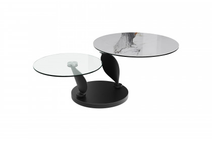 Rosalia von Akante - Couchtisch Keramik Marmoroptik Fiorentino & Glas klar