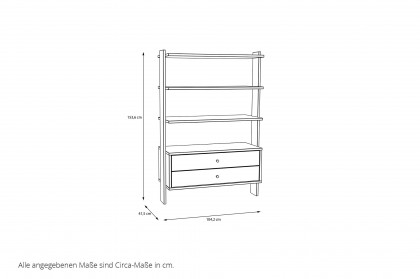 Whenua von Forte - Standregal breit mit 2 Schubladen Mauvella Oak - sage