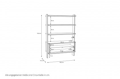 Whenua von Forte - Standregal breit mit 2 Schubladen Mauvella Oak - sage