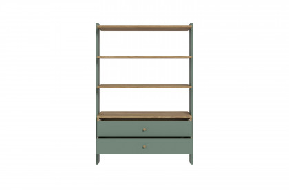 Whenua von Forte - Standregal breit mit 2 Schubladen Mauvella Oak - sage