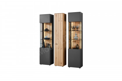WM 2380 von Wöstmann - Vitrine 2er-Set mit Holzschrank Eiche