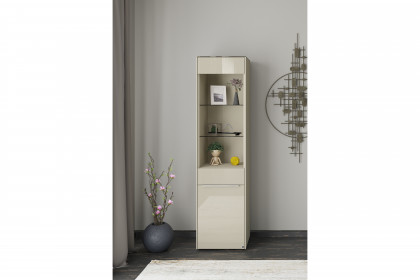 Reno-living von set one by Musterring - Vitrine SV-1GL kaschmir/ Griff Edelstahloptik