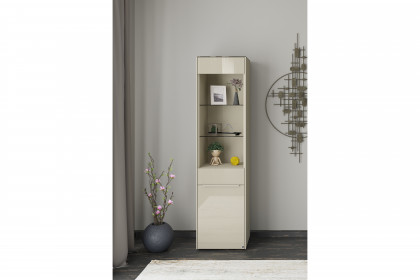 Reno-living von set one by Musterring - Vitrine SV-1GL kaschmir/ Griff kaschmir