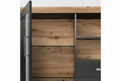 New York von set one by Musterring - Highboard in Anthrazit und Eiche inklusive Beleuchtung
