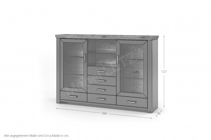 New York von set one by Musterring - Highboard in Anthrazit und Eiche inklusive Beleuchtung