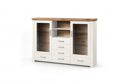 New York von set one by Musterring - Highboard in Pino Aurelio und Eiche inklusive Beleuchtung