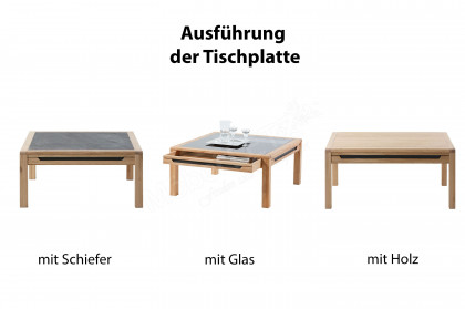 Ameno-living von Decker - Couchtisch aus massiver Wildeiche mit Schubkasten