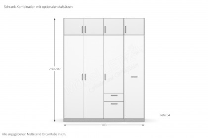 Allrounder von Rauch Blue - Kombi-Schrank mit 2 Schubkästen ca. 197 cm hoch