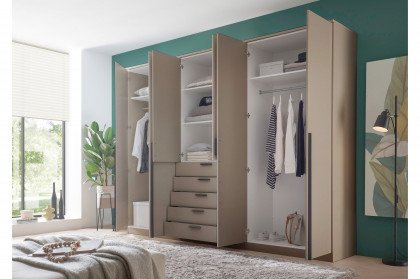 Arnis von POL Power - Kleiderschrank kaschmir 6-türig mit 5 Schubladen