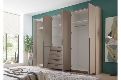 Arnis von POL Power - Kleiderschrank kaschmir 6-türig mit 5 Schubladen