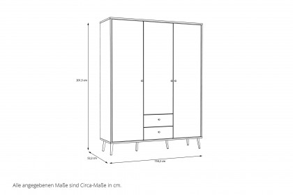 Whenua von Forte - Kombischrank ca. 155 cm breit Eiche - salbeigrün