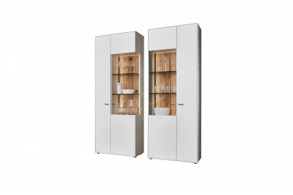 WM 2380 von Wöstmann - Vitrine 2er-Set in Weiß mit Eichenakzent