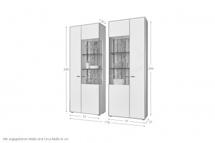 WM 2380 von Wöstmann - Vitrine 2er-Set in Weiß mit Eichenakzent