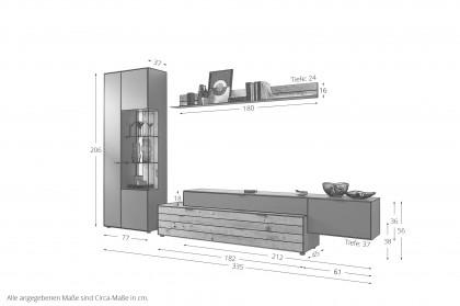WM 2380 von Wöstmann - Wohnwand vierteilig, in Graphitgrau