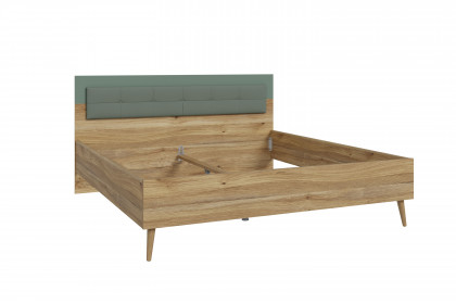 Whenua von Forte - Doppelbett 180x200 cm Eiche - salbeigrün