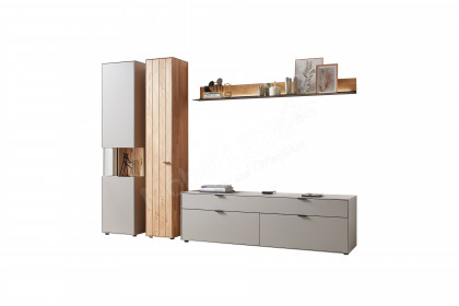 WM 2380 von Wöstmann - Wohnwand in Samtgrau mit Massivholzschrank