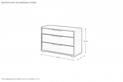 Glasgow von Wiemann - Nachtkommode graphit - Mattglas kieselgrau