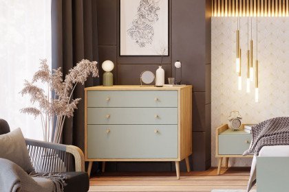 Whenua von Forte - Schlafzimmer 4-teilig Eiche Mauvella - salbeigrün