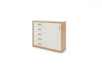 MULTIFLEX von Schlüter Möbelfabrik - Schiebetürkommode DE LUXE weiß - Kernbuche