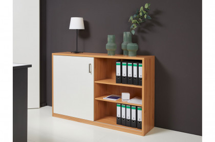 MULTIFLEX von Schlüter Möbelfabrik - Schiebetürkommode DE LUXE weiß - Kernbuche