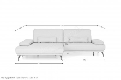 Studio Sofa 001 von JOOP! - Ledersofa Ausführung links pearl