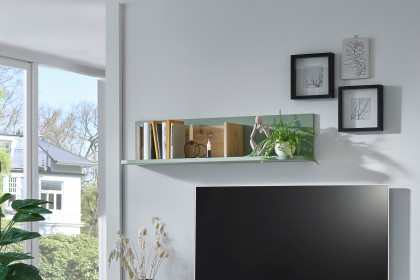 Lissabon von IDEAL Möbel - Wandboard in Salbei mit integrierten Buchstützen