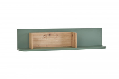 Lissabon von IDEAL Möbel - Wandboard in Salbei mit integrierten Buchstützen
