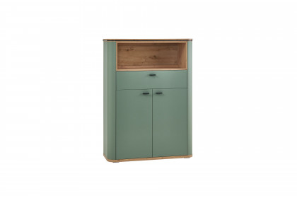 Lissabon von IDEAL Möbel - Highboard in Salbei mit Oberbodenbeleuchtung