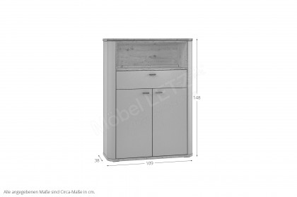 Lissabon von IDEAL Möbel - Highboard in Salbei mit Oberbodenbeleuchtung