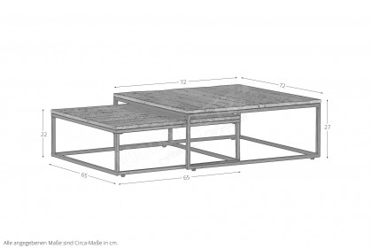 Siesta von GUTMANN - Couchtisch-Set 68988 Mango/ Metall schwarz