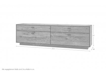 Olvera von IDEAL Möbel - Lowboard Asteiche mit 2 Klappen und 2 Schubkästen